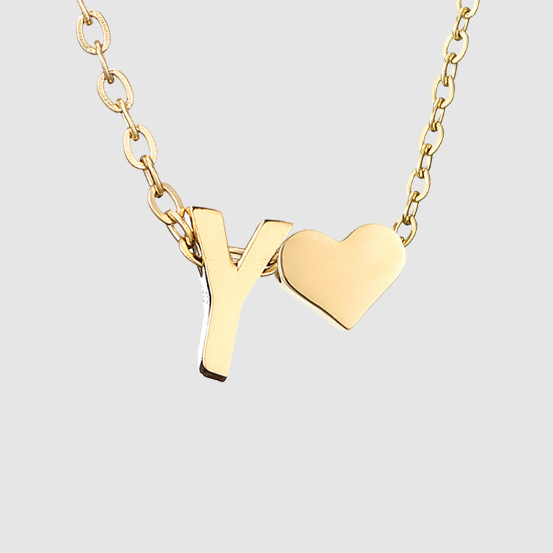 Wholesale Heart Letter Pendant Gold Plated Necklaces